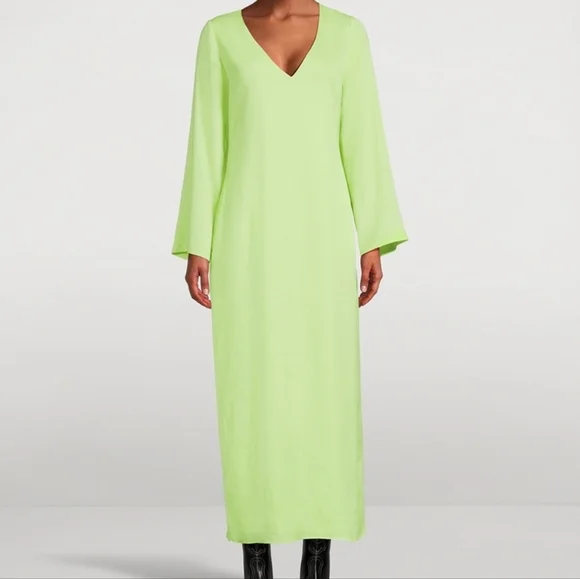 Mara Hoffman Naliyah neon green lime V neck midi dress 16 Mara Hoffman Naliyah neon green lime V neck midi dress 16